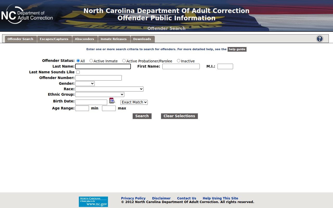 Harnett County criminal history through NCDAC offender search